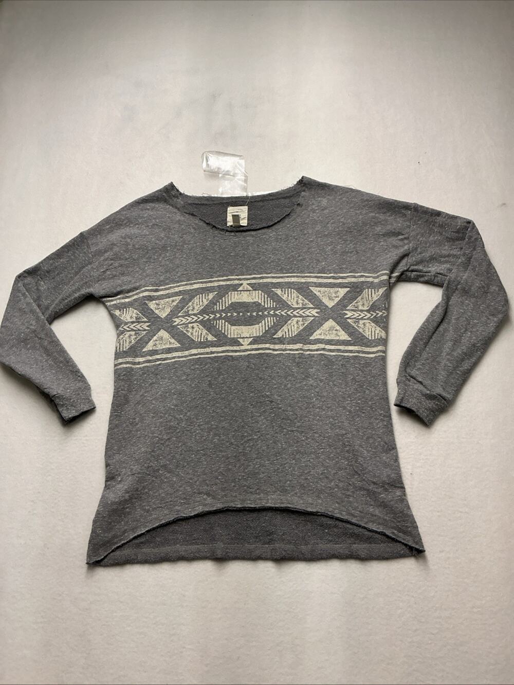Billabong Tribal Geometric French Terry Sweatshirt Women's Size Large Gray, 4366